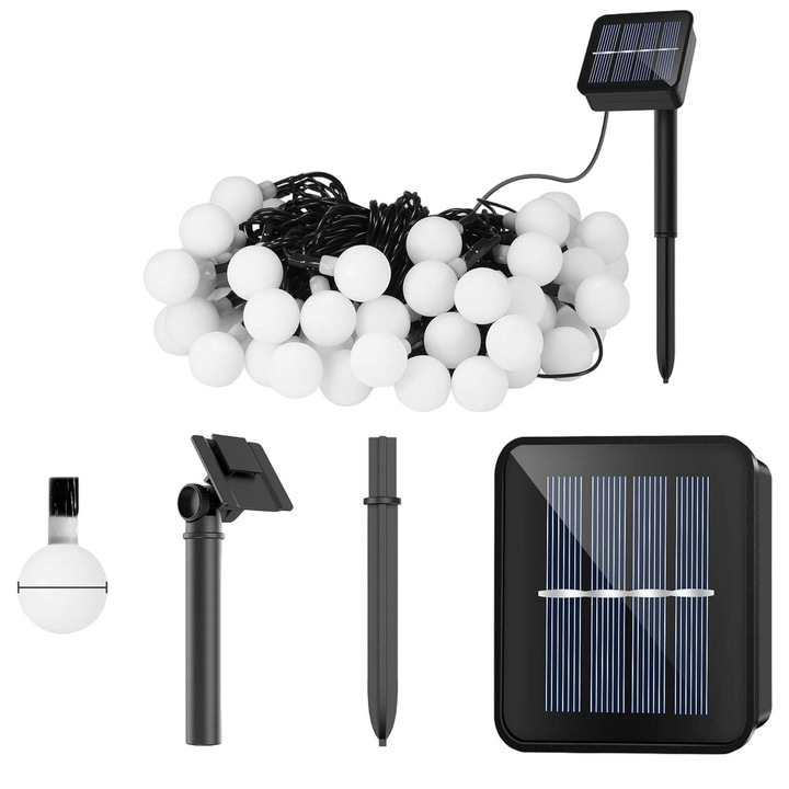 Гирлянда за външна светлина Tovbmup, соларна, 60 LED, многоцветна, 10,85 м, IP65