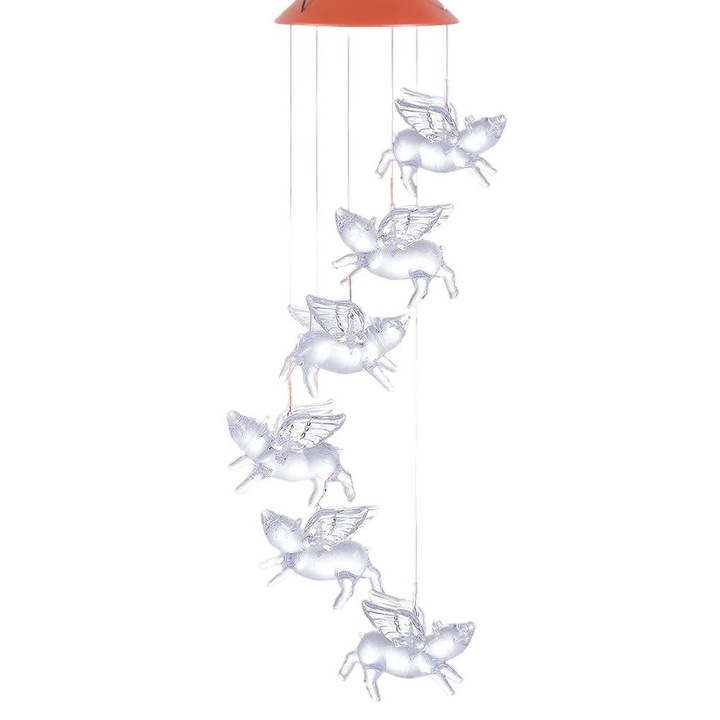 Слънчева градинска светлина, Tovbmup, Flying Pig Carillon, LED с промяна на цвета, Водоустойчив