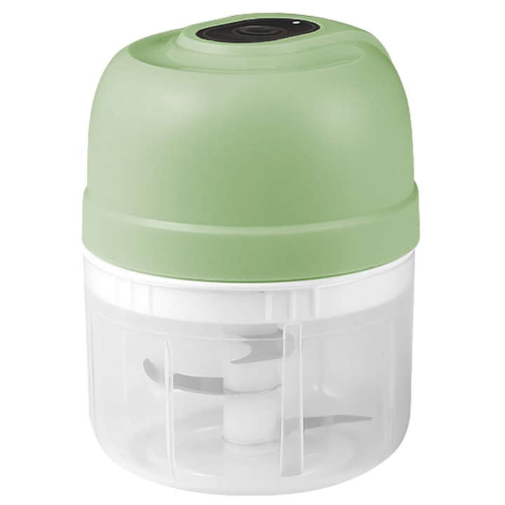 Mini elektromos aprító, QttvbTna, ABS/rozsdamentes acél, modellel, 250 ml, átlátszó/zöld