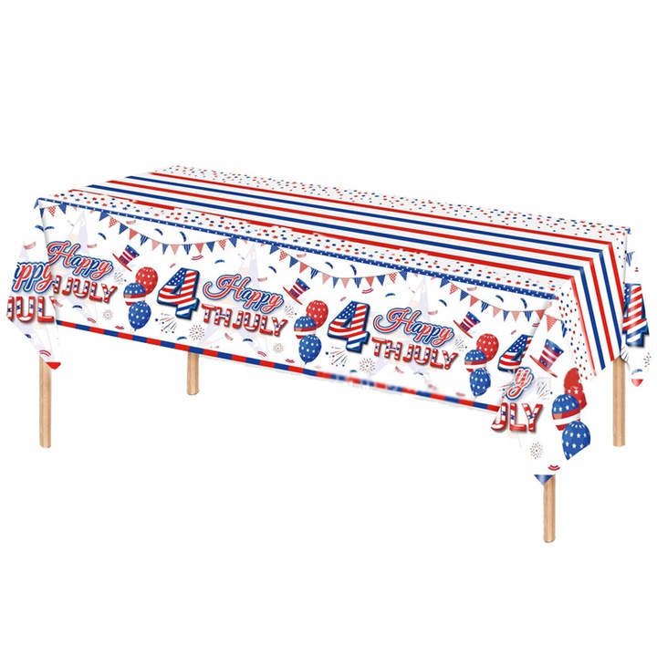 Carmdering EMAGFP-BST3112305-1-A műanyag asztalterítő, 4th of July tematika, Többszínű, 137 x 274 cm