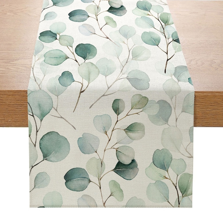 Traversa de masa QttvbTna, design floral, modern, 33x183cm