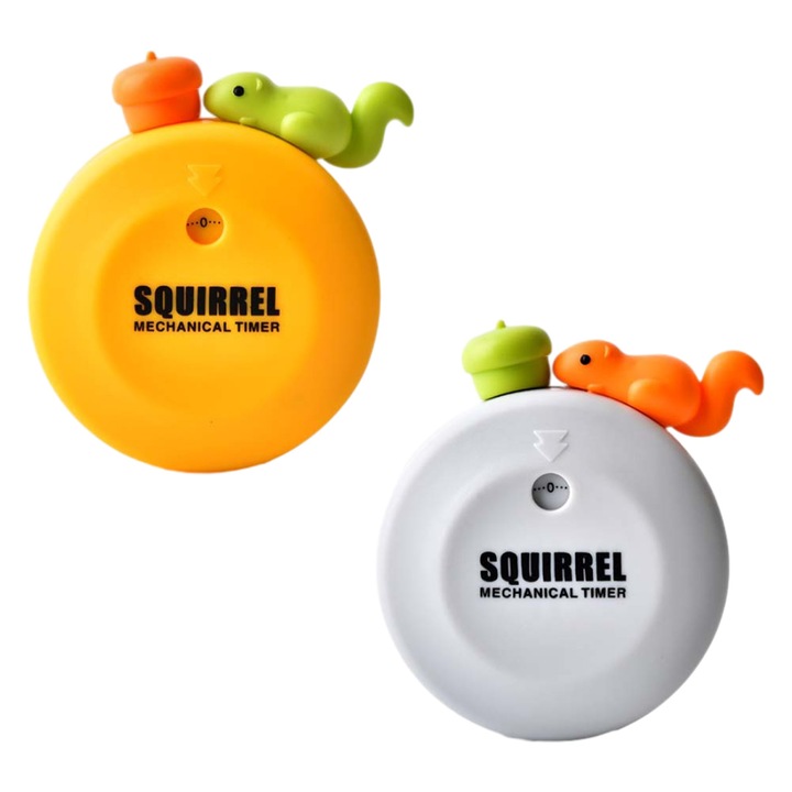 Set de cronometre pentru copii, 2 bucati, design veverita, portocaliu/alb