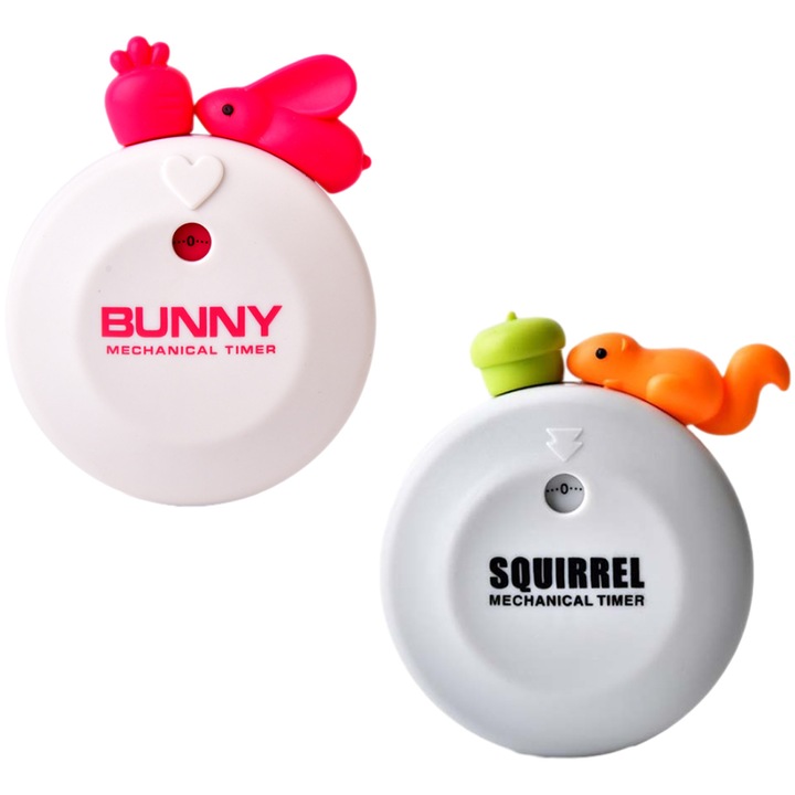 Set 2 cronometre de bucatarie, model animale, multicolor, 8.3x6.8cm