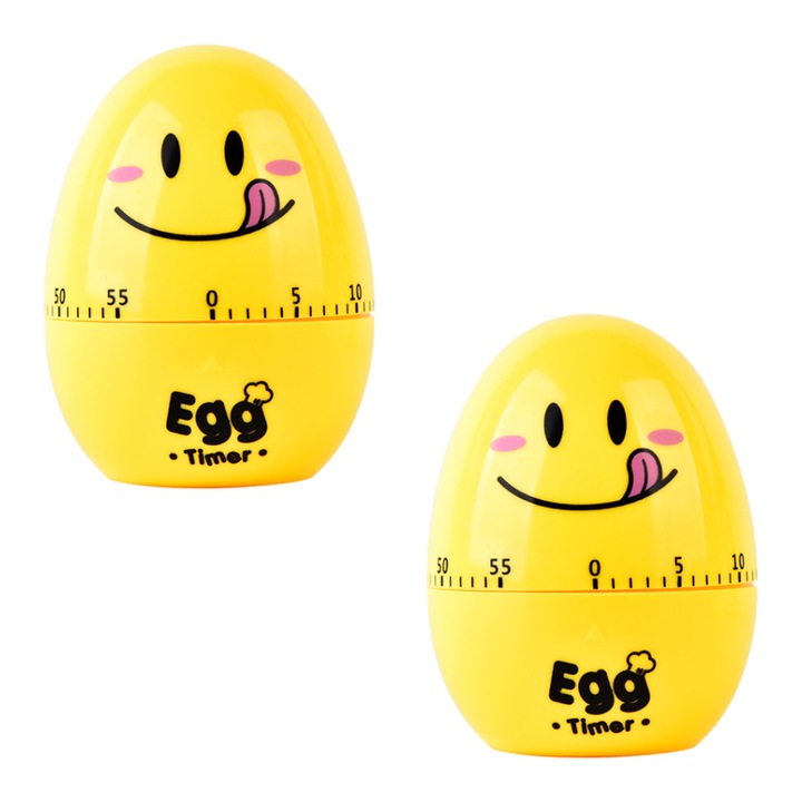 Cronometru de bucatarie mecanic, 2 piese, galben