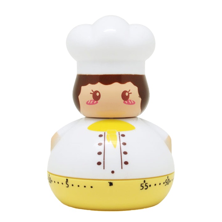 Cronometru de bucatarie mecanic rotativ, galben, 9.5x6.5cm