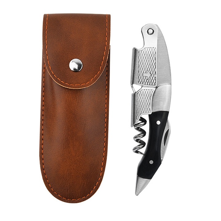 QttvbTna тирбушон, ергономичен дизайн, нож за фолио, неръждаема стомана, за бармани и у дома