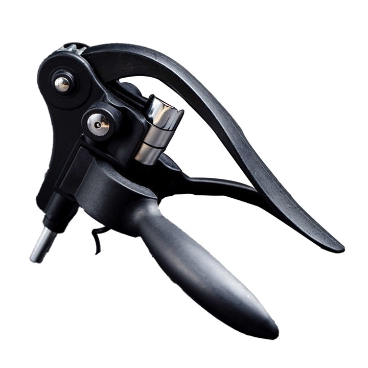 Függőleges dugóhúzó QttvbTna, rozsdamentes acél, ergonomikus fogantyú, fekete