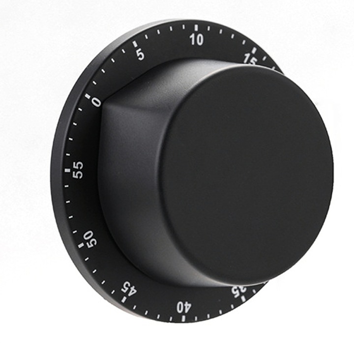 Timer de bucatarie mecanic, 304 otel inoxidabil, alarma sonora 70db, negru