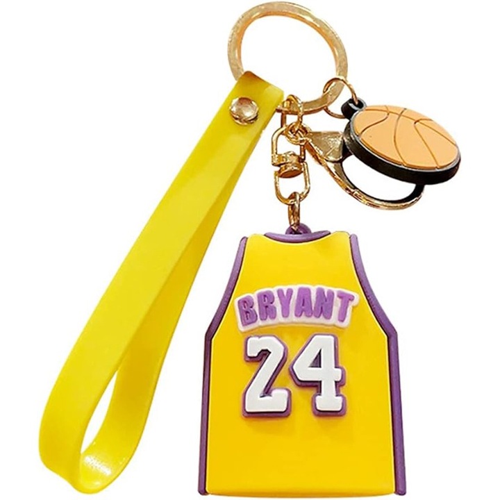 Breloc forma tricou baschet, Nybgyy, silicon, galben, 5.4x3.9x1.9cm