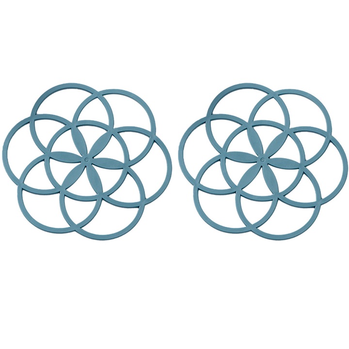 Set 2 suporturi pentru vase, silicon, rezistente la caldura, albastru