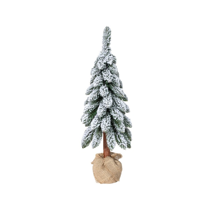 Изкуствена елха Canadian Frost, 65 см, висок ствол от 100% FSC естествено дърво, 3D игли, диаметър 25 см, със сняг