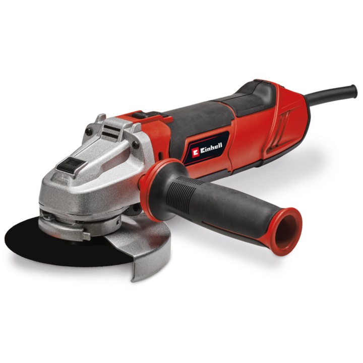 Ъглошлайф Einhell TE-AG 125/1010 CE Q, 1010 W, Бързо освобождаваща гайка, Управление на оборотите, Глава с плоска метална предавка, Защита на диска