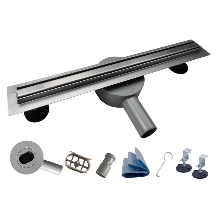 Rigola de dus AQUA HEATING SLIM, rotativ 360, inox, argintiu, 80cm