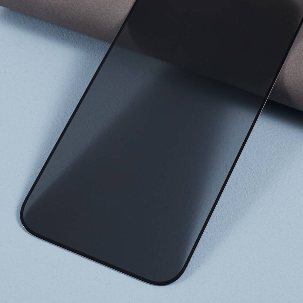 Folie Privacy pentru iPhone 15, M53, Sticla, Rama Neagra
