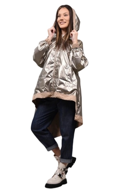 Geaca reversibila asimetrica oliena, Maro camel, One Size