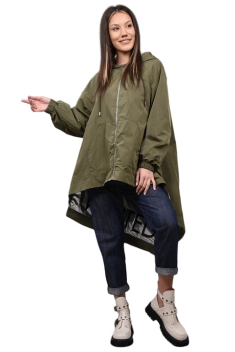 Geaca reversibila asimetrica oliena, Kaki, One Size