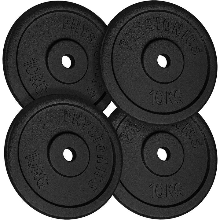 Set de discuri de greutate din fonta, 40 kg, negru, Physionics