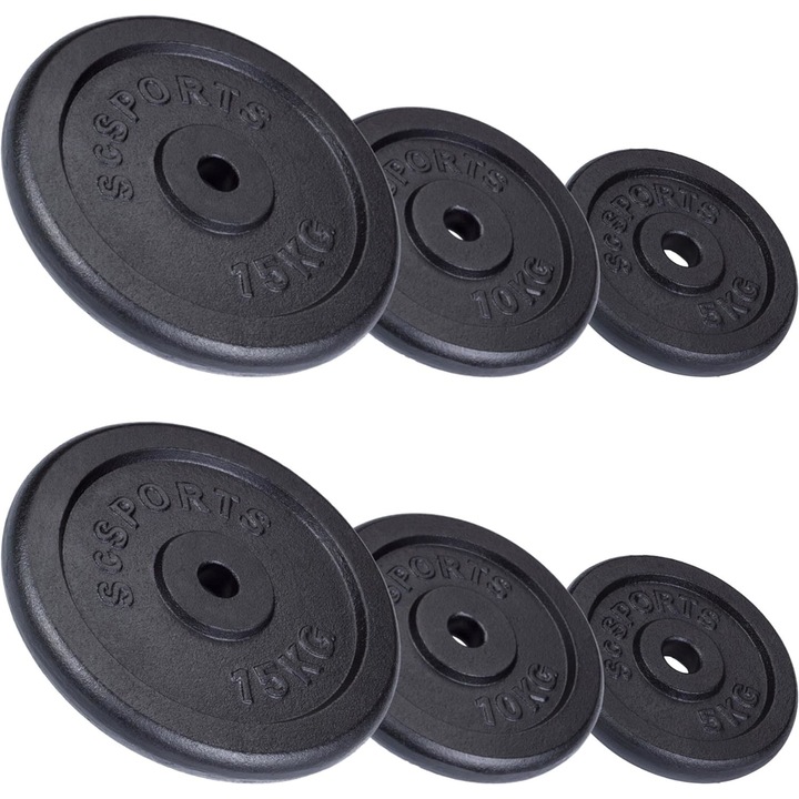 Set de discuri de greutate, 60 Kg, 30/31 mm, fonta, ScSports