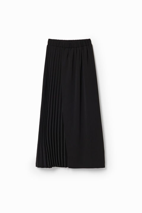 DESIGUAL, Fusta evazata cu detalii plisate, Negru
