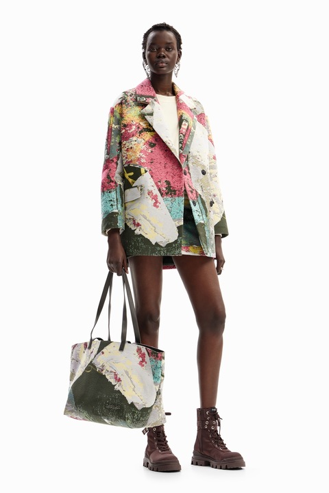 DESIGUAL, Sacou supradimensionat cu imprimeu, Multicolor, M