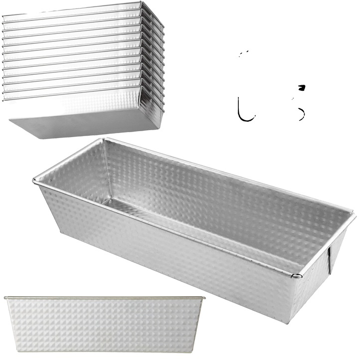 Tavi prajituri, non-stick, distributie uniforma a caldurii, 20x12x8cm, set 12 buc, argintiu