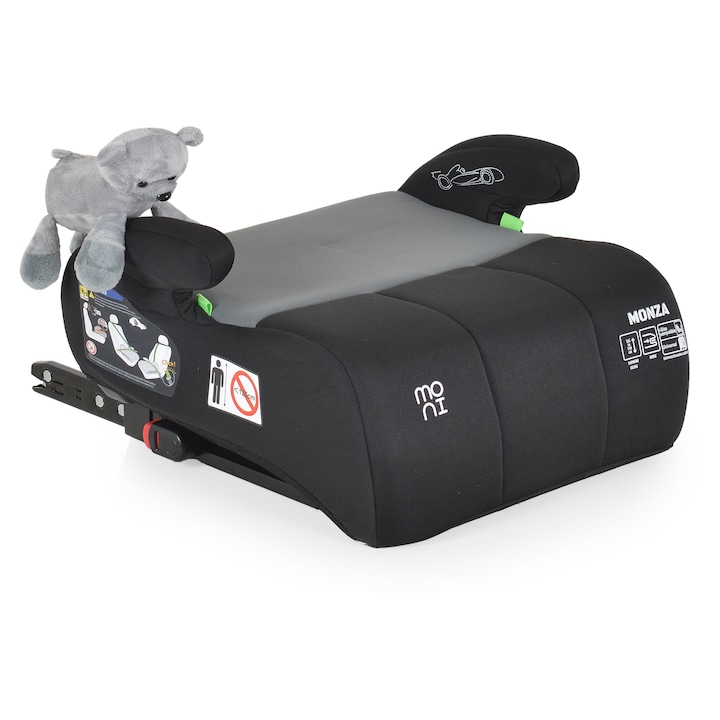 Inaltator auto cu Isofix Cangaroo Moni Monza i-Size, 125-150 cm sau 22-36 kg, omologat R129, Gri