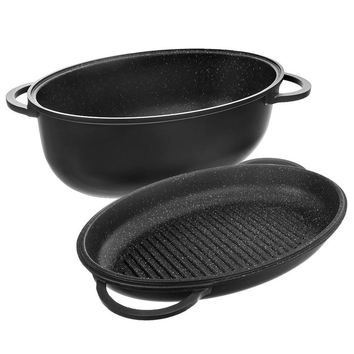 Tepsi, Orion, Grande, 2In1, 10 L, 40 x 28 x 19 cm, Alumínium, Fekete