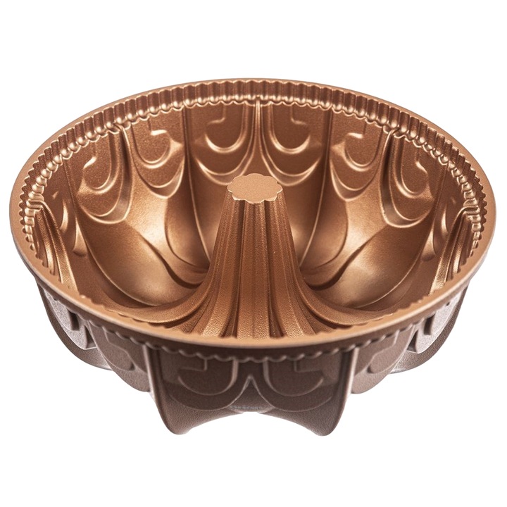 Tava Pentru Cozonac, Orion, 23.5x9.5 cm, Strat Antiaderent Pfluon, Rezistenta La Temperaturi Ridicate Pana La +200° C, Fabricata Din Aluminiu, Fund Profilat, Cupru