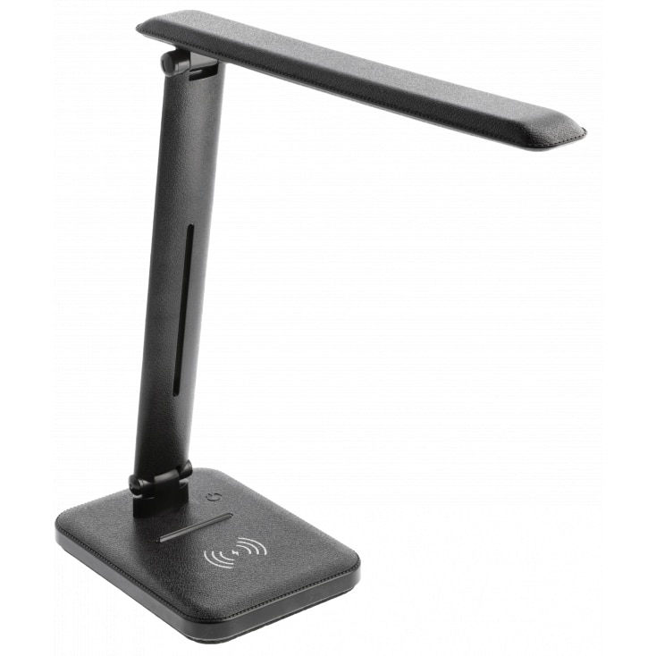 Lampa LED de birou GTV Izuka LB-IZK6WCCT-10, incarcare Wireless, 6W, 400 lm, dimabila, USB 5V/1A, temperatura lumina reglabila, 32 cm, Negru