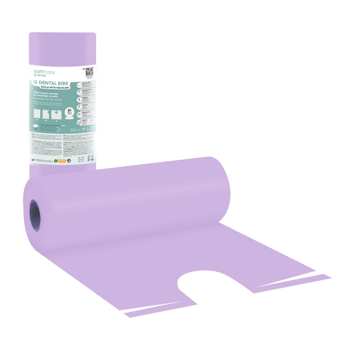 Rola prosoape dentare, Bournas Medicals, Polietilena, 53 x 60 cm, Mov