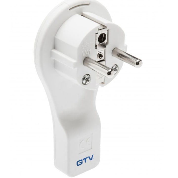 Щепсел GTV AE-VA1UNI-00, Свръхтънък, Заземен, 16A, 250V, Бял