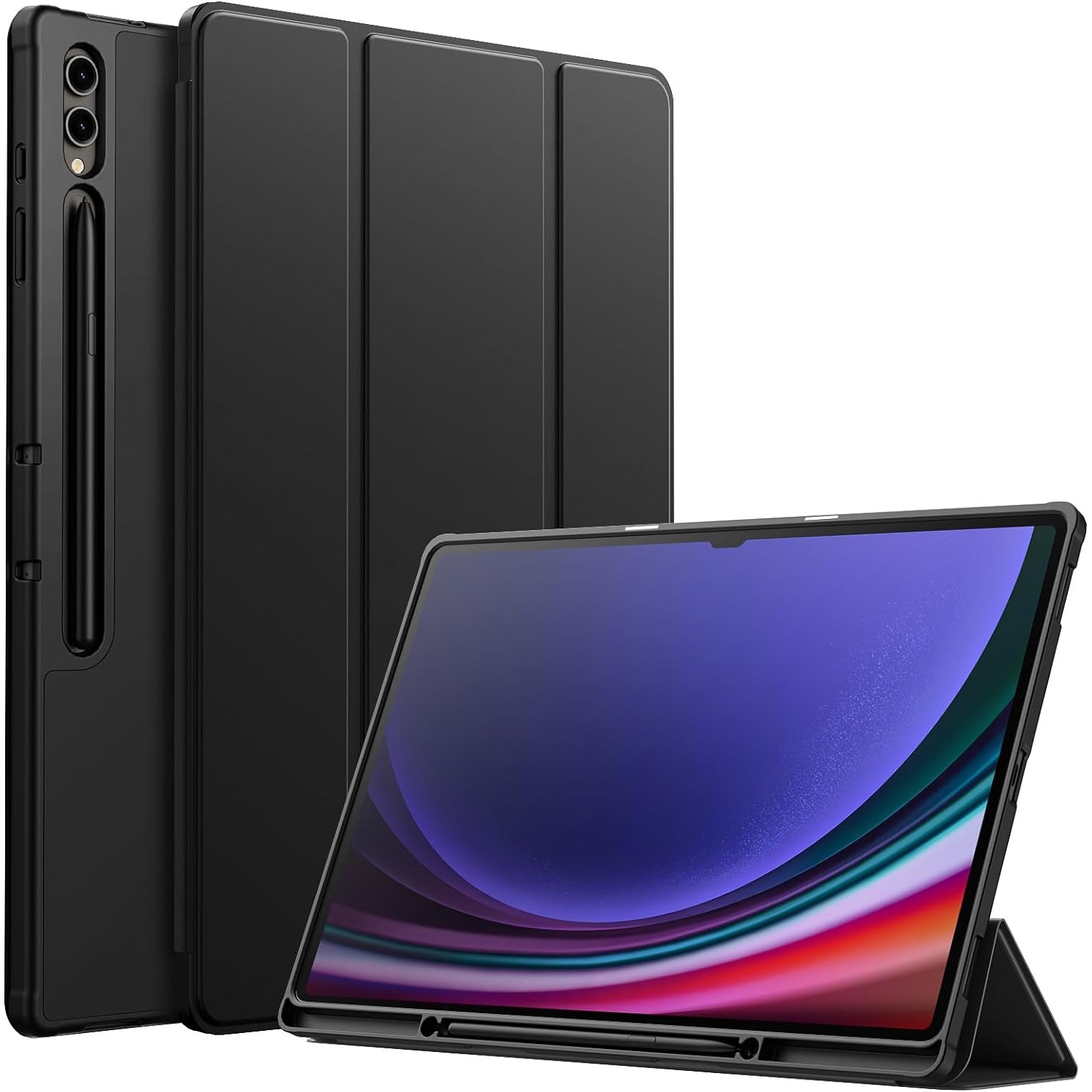 Husa pentru Samsung Galaxy Tab S10 Ultra / S9 Ultra 14.6 inch Soft Shell UltraSlim tip stand functie sleep/wake-up si slot pentru S-Pen negru