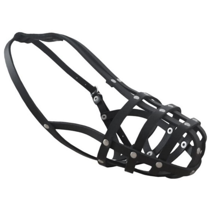 Botnita de piele pentru caini, Chaba, negru, pentru talie mare