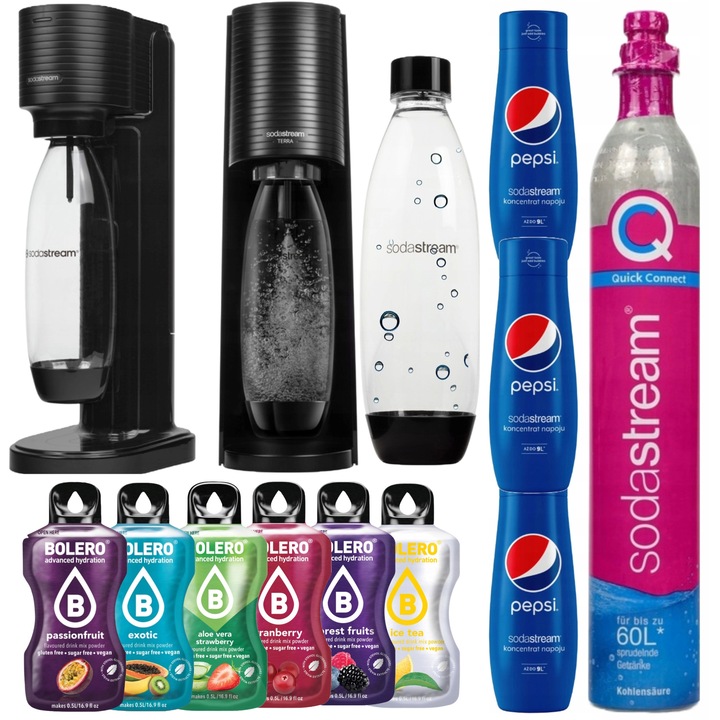 Set cana filtranta/aparat, Sodastream, Inox, Cu arome