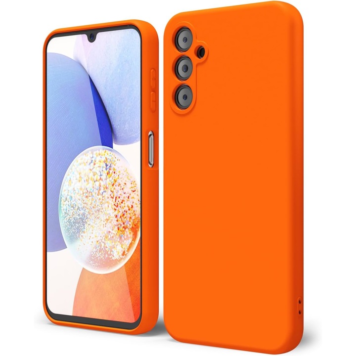 Samsung Galaxy A15 4G / 5G-vel kompatibilis telefontok, Prémium puha szilikon, ütésálló, kameravédelem, belső mikroszálas (bársony), megemelt élek a képernyő védelméért, narancs