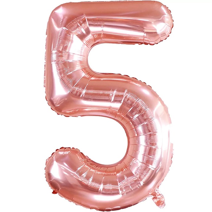 Baloane folie in forma de cifre 1, 2, 3, 4, 5, 6, 7, 8, 9, 0, Rose Gold, 40 cm, Cifra 5