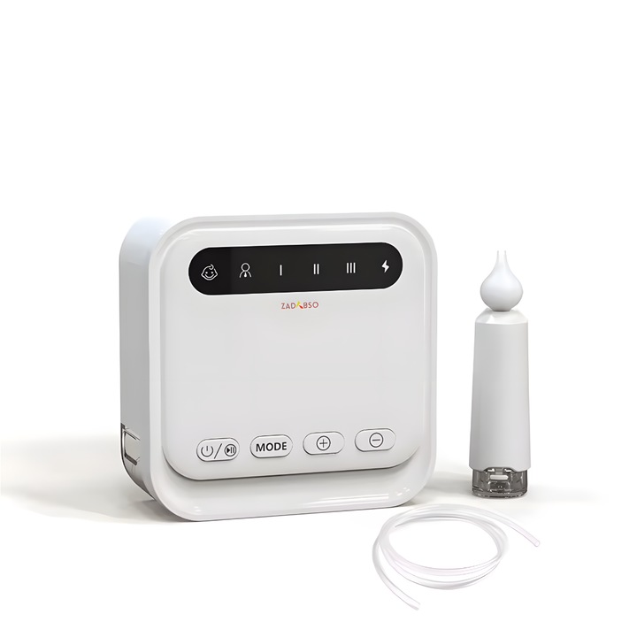 Zadabso® elektromos orrszívó porszívó, professzionális, 6 felszívási fokozat, csendes 45-50 db, nagy váladék tároló tartály, LED kijelző, 1200 mAh akkumulátor, 3 szilikon fej, fehér színű