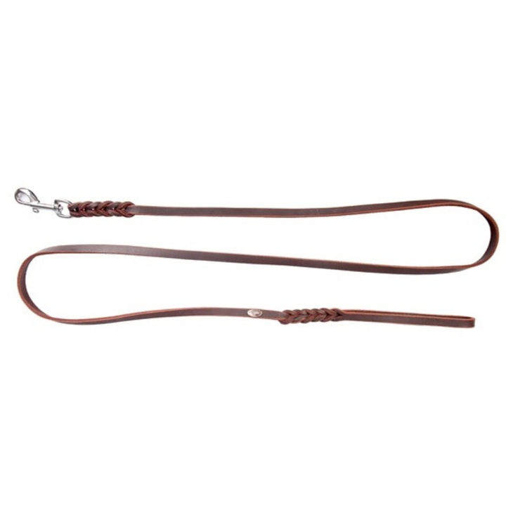 Lesa pentru caini Dingo, colectia Soft, piele naturala impletita, maro, 1.2x230cm