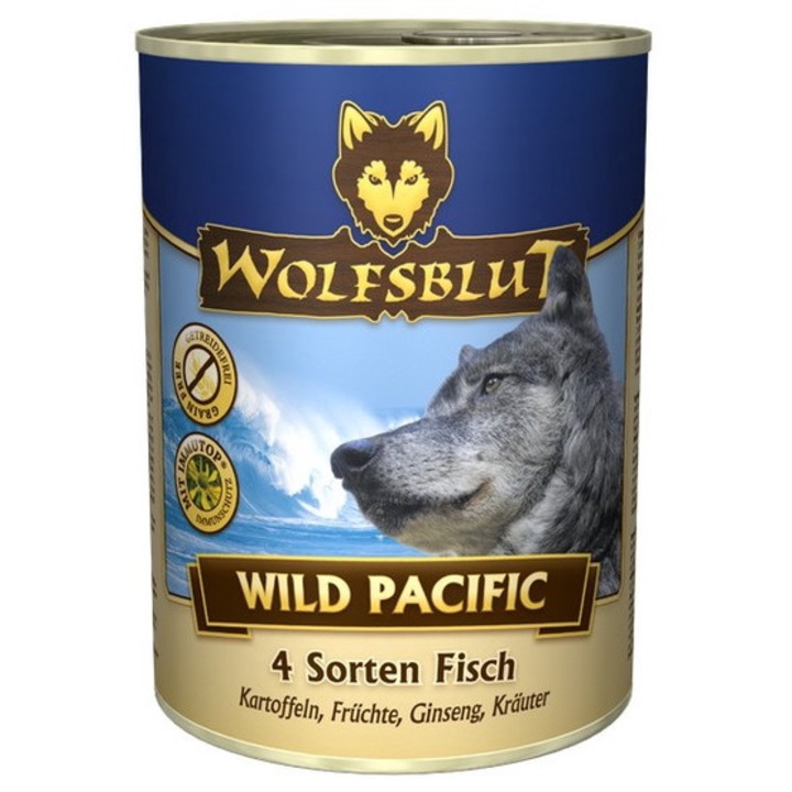 Hrana completa pentru caini Wolfsblut Wild Pacific, peste, 395g