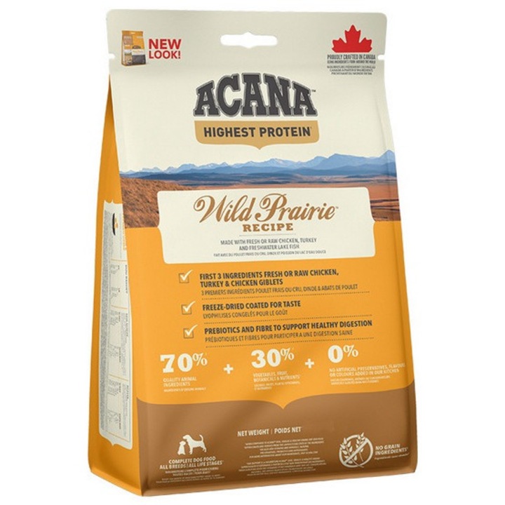 Acana Highest Protein Wild Prairie, hrana pentru caini, 70% carne, 2kg