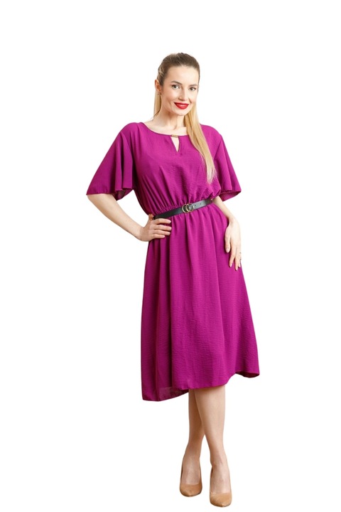 Rochie magenta clos cu curea in talie, Magenta, One Size