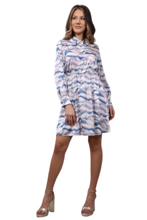 Rochie scurta cu elastic in talie stellina, Albastru