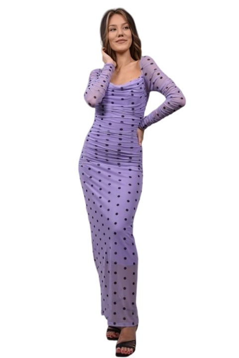 Дълга драпирана рокля от тюл на точки magico neally, Виолетов