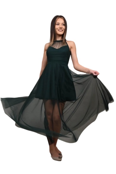 Rochie scurta banchet tul brillante, Verde, XS-S