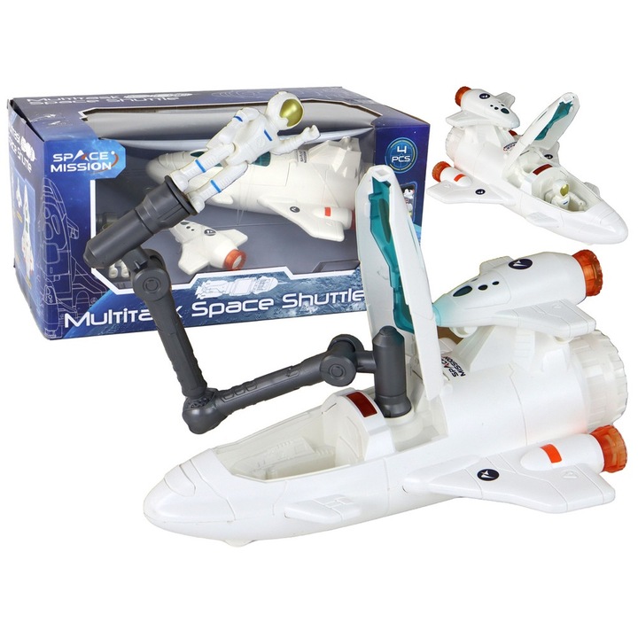 Racheta Interactiva Copii, LEAN TOYS, Efecte Luminoase si Sonore, Figurina Astronaut, 23x16x8cm