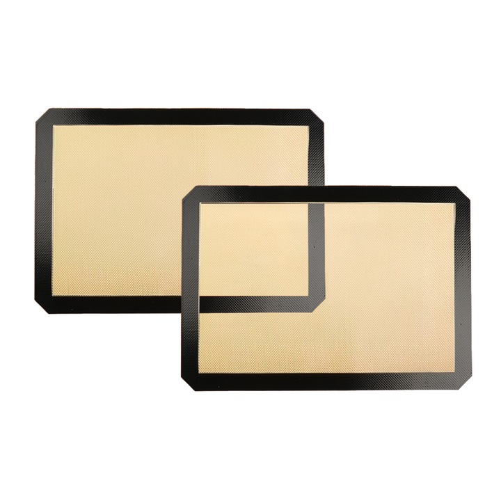 2 db QttvbTna szilikon sütőlap készlet, magas hőmérsékletnek ellenálló üvegszálas, tapadásmentes, fekete, 0,7mm30x21cm