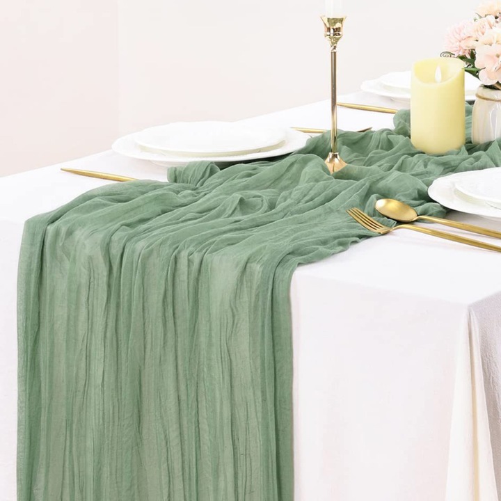 Napron de masa pentru petrecere, Poliester, Verde, 90x400cm