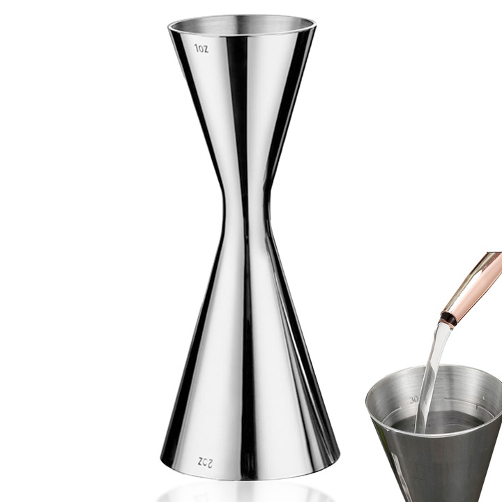 Коктейл Jigger, QttvbTna, неръждаема стомана, сребро, 30/45 мл, 30/60 мл