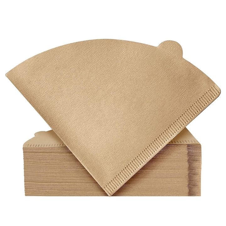 Комплект от 100 конусовидни кафе филтъра, 12x11см, кафяв и бял цвят, за 1-4 чаши