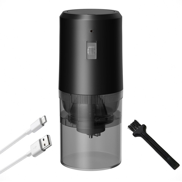 buc Електрическа кафемелачка, презареждаема чрез USB, малка домашна мелачка, преносима, безжична, черна